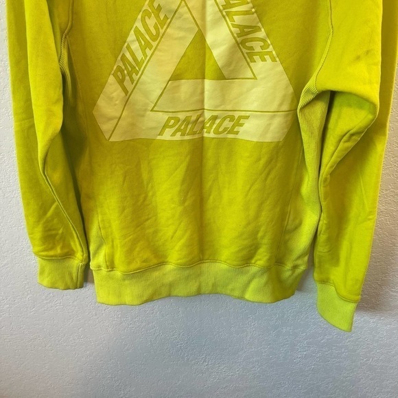 Palace Logo Slub Crew Neck Long Sleeve Pullover Sweatshirt Lime Green Small - Picture 8 of 12